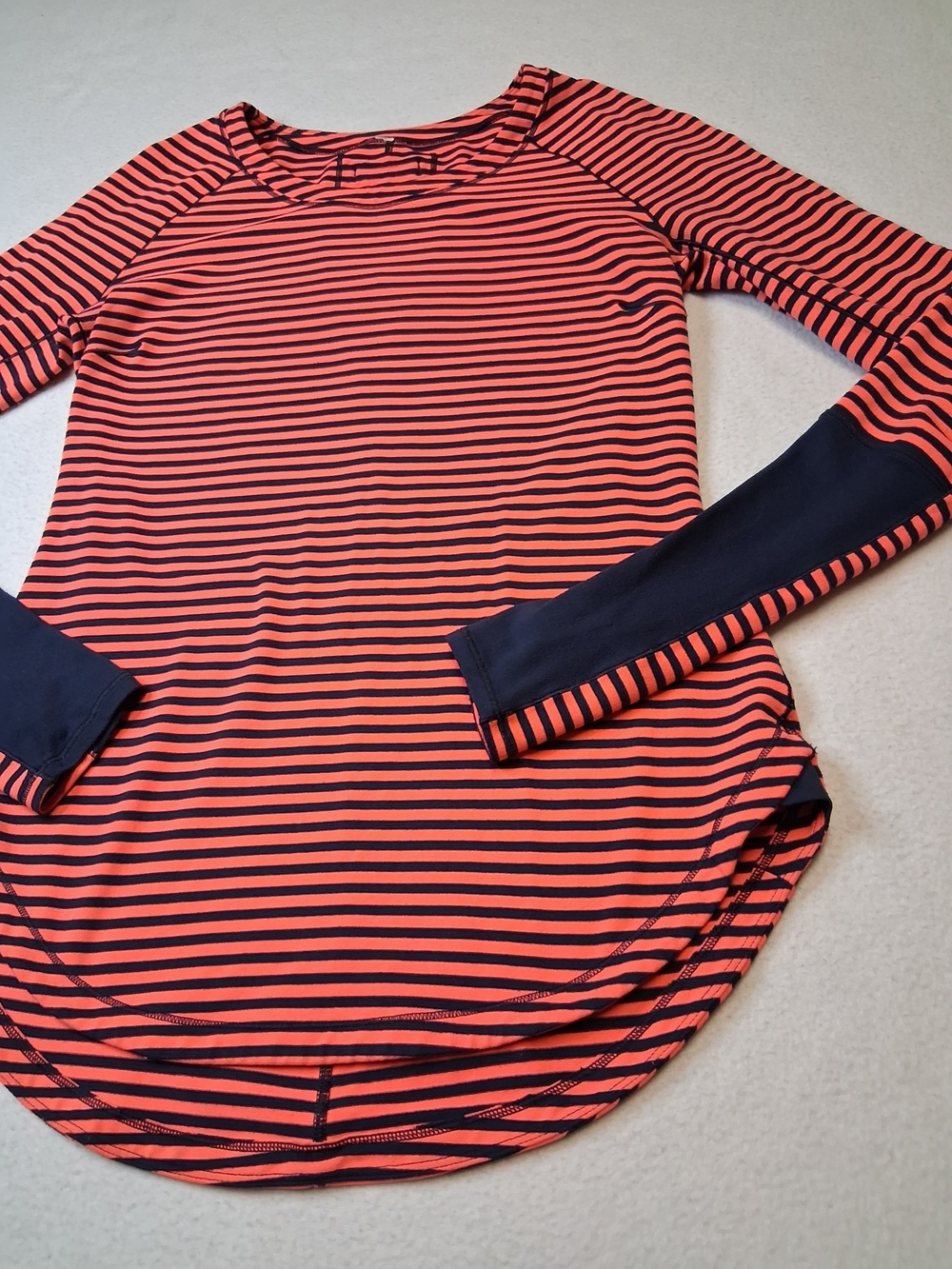 lululemon athletica Orange and Black Striped Long Sleeve Crew - Picture 2 of 7
